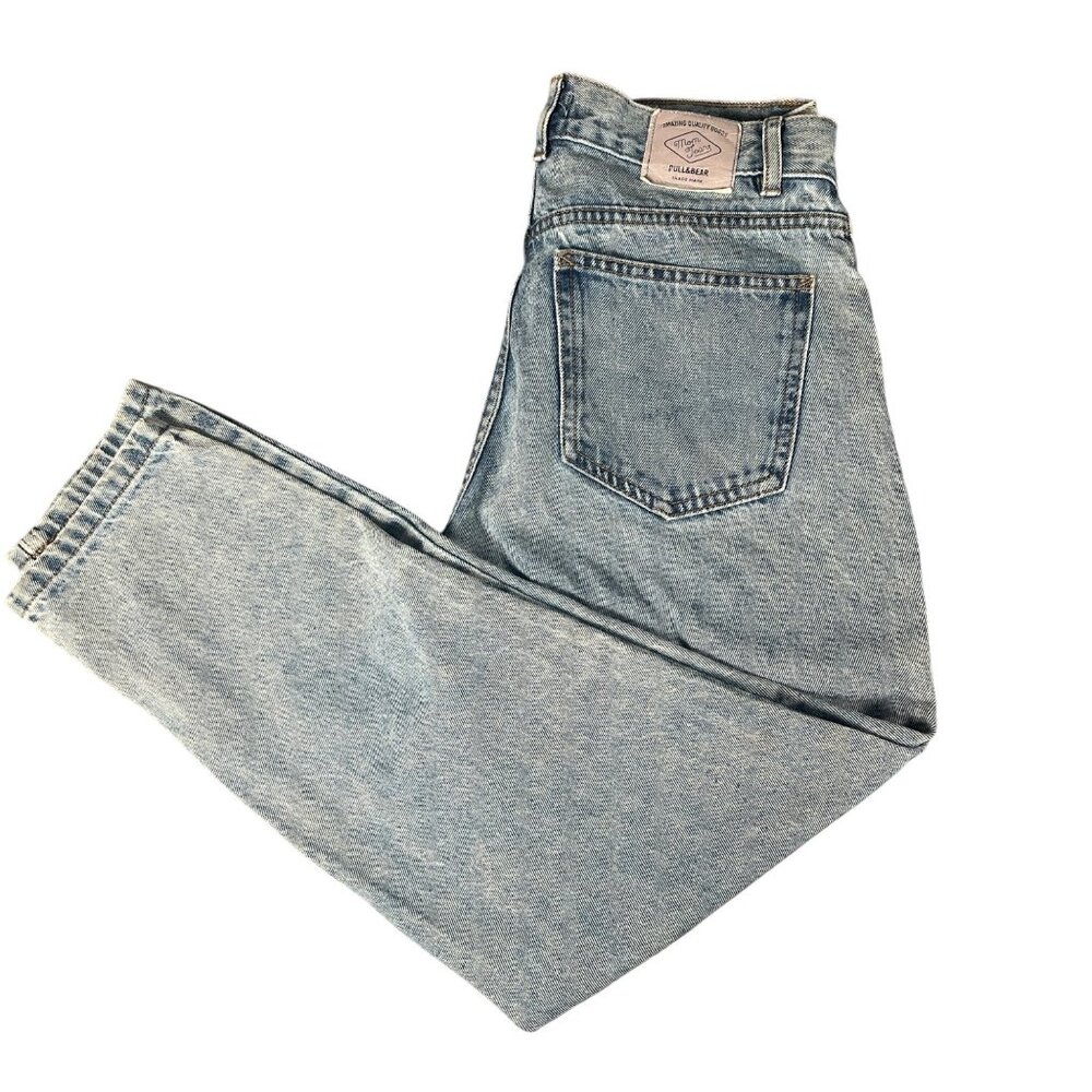 Pull&Bear Womens Mom Jeans Size 36 Light Wash Denim Relaxed Fit Casual Comfortab